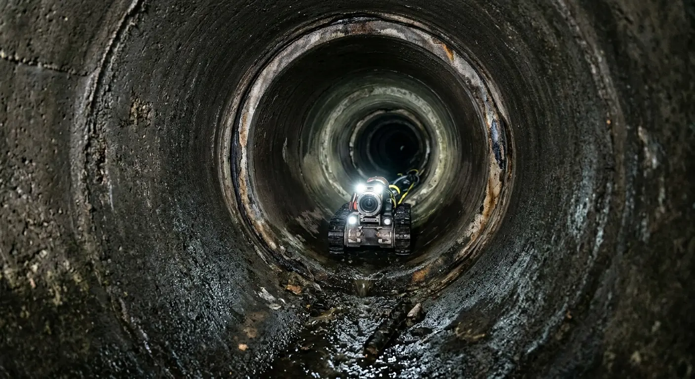 Robotic sewer camera inspecting pipe interior for Drain Snake Service in Glen Ridge